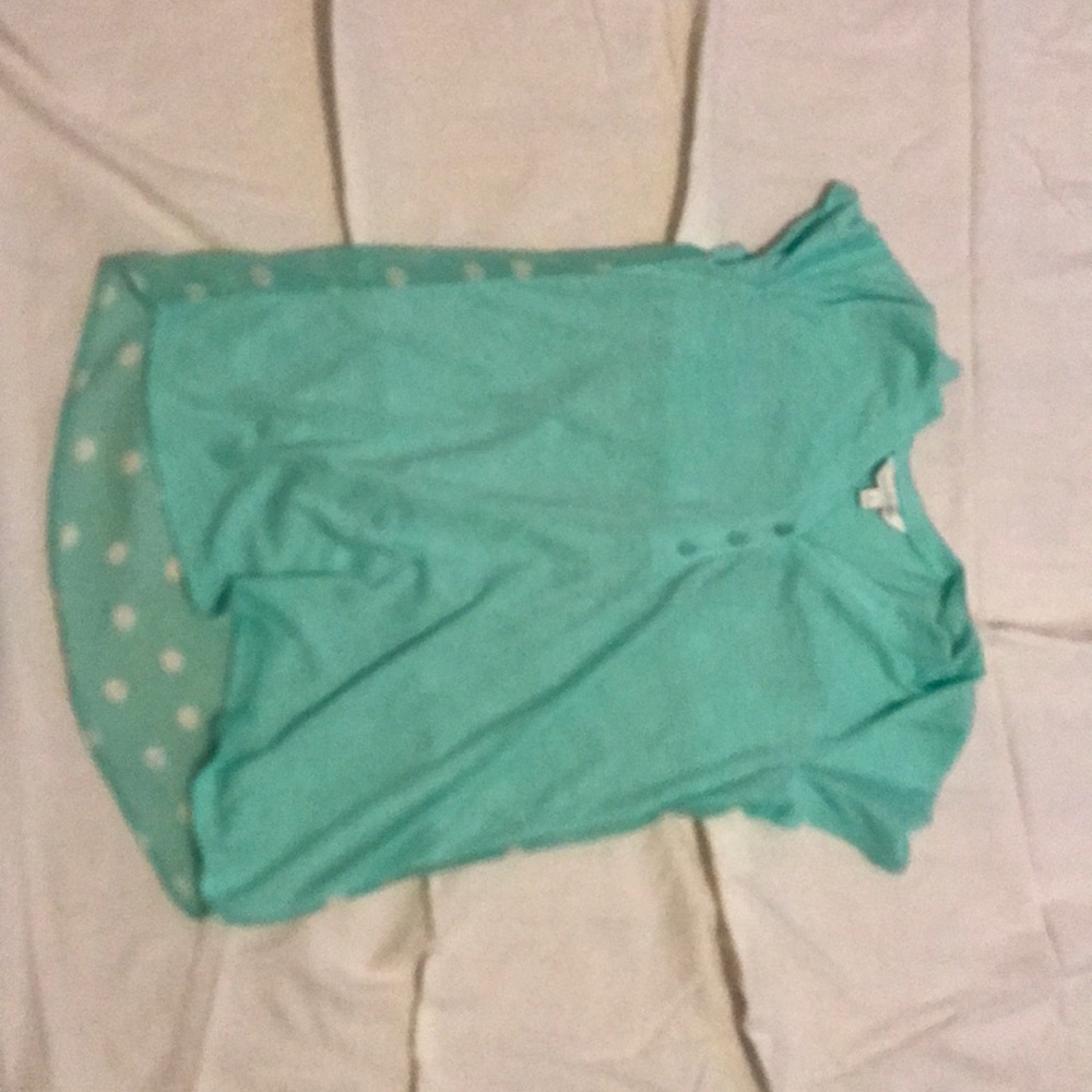 See through blue turquoise 3 buttoned shirt